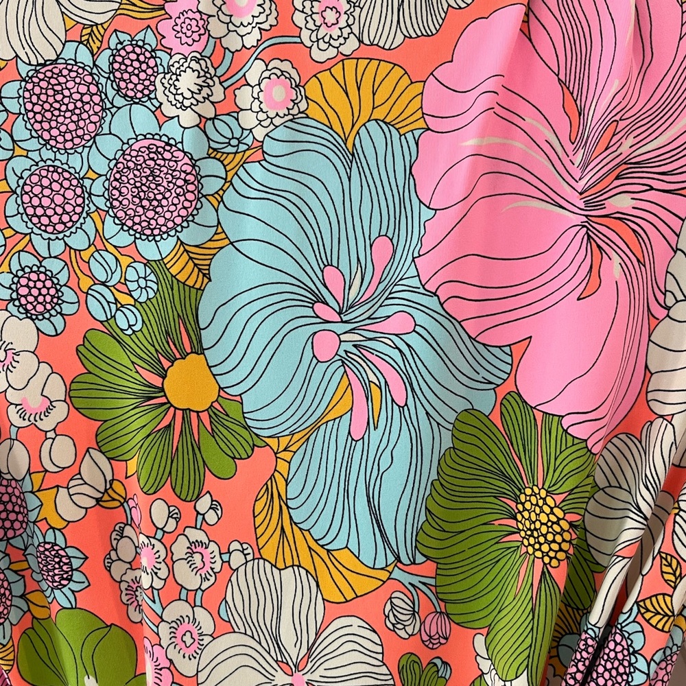 JULIE BROWN Wrap Dress size S Multi Buttery Soft NoWrinkle Knit EasyCare EUC 37” - Picture 3 of 6